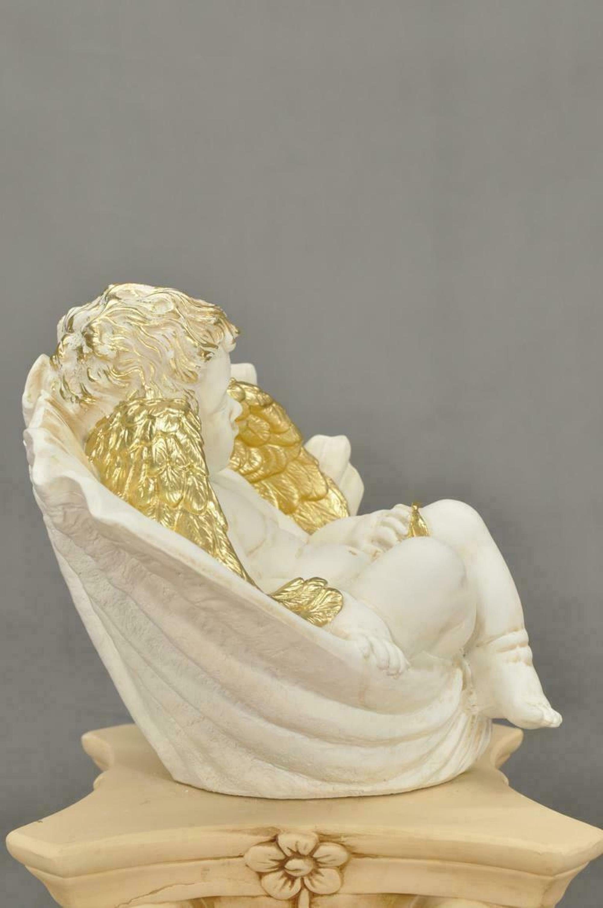 JVmoebel Engelfigur Figur Skulptur Engel in Muschel 33,5cm Skulpturen Statuen 0629, Made in Europa