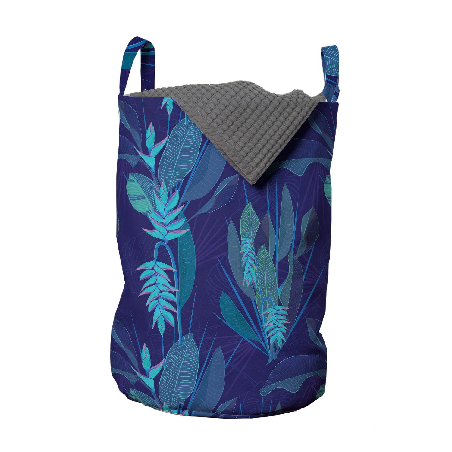 Abakuhaus Wäschesäckchen Wäschekorb mit Griffen Kordelzugverschluss für Waschsalons, Tropisch Exotische Helicona Blume