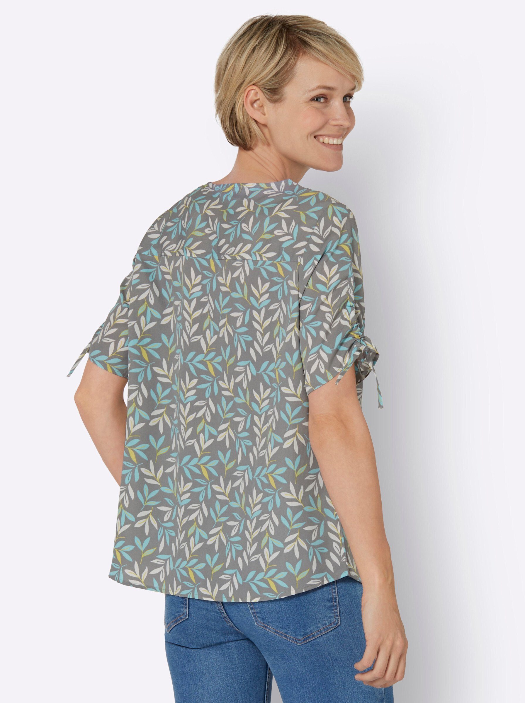 Sieh an! steingrau-aquamarin-bedruckt Klassische Bluse