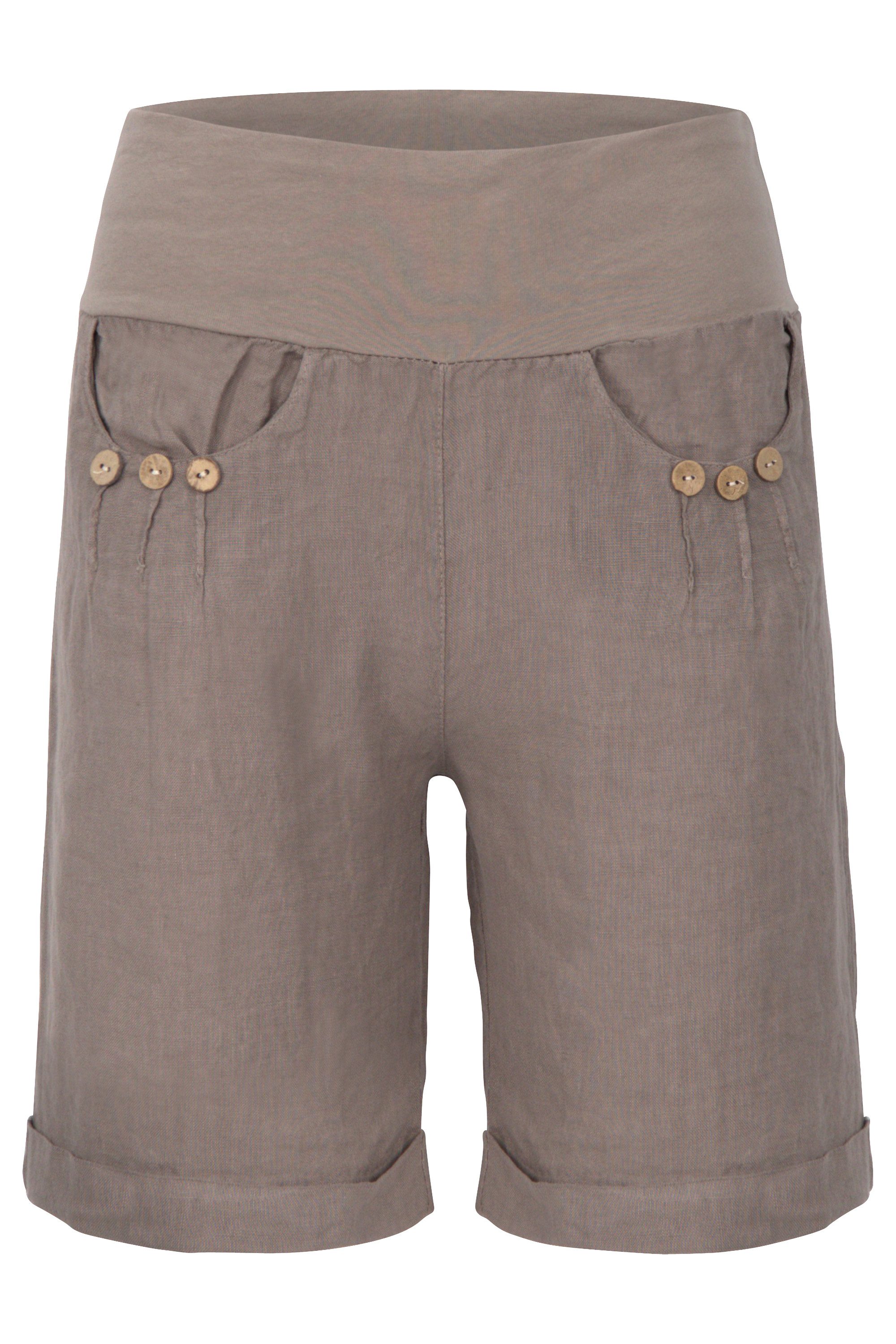 malito more than fashion Leinenhose malito Damen Bermuda aus Leinen, lässige kurze Hose, Shorts für den Bermuda aus Leinen