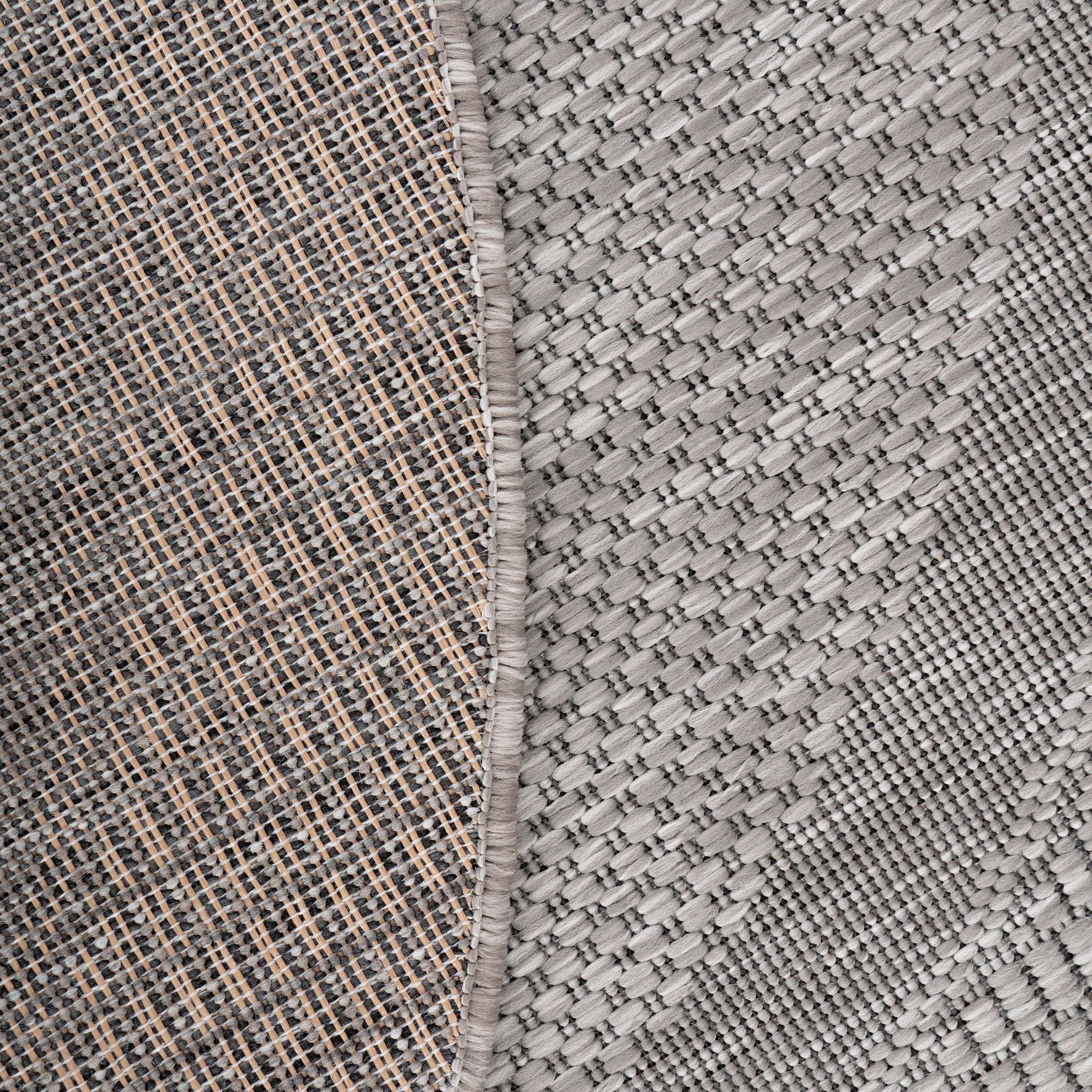 Teppich Roma 272, Paco Home, rund, meliert, dezenter Höhe: Outdoor geeignet 4 grau Bordüre, Flachgewebe, In- und mit mm