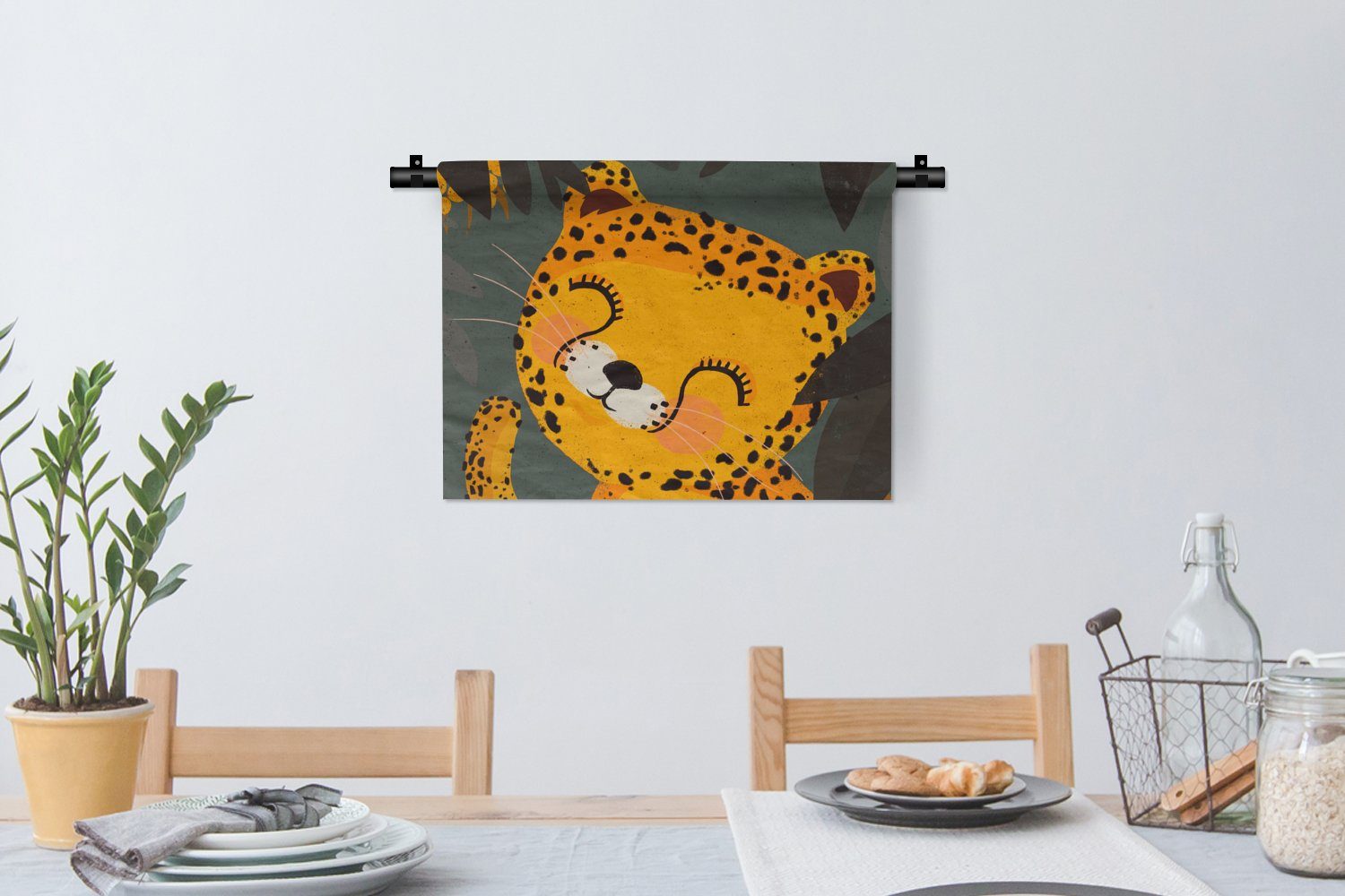 Tiere für Dschungel - Gepard Schlafzimmer, Wanddekoobjekt Wohnzimmer, Kleid, - - Kinderzimmer Kinder, Wanddeko MuchoWow Wandbehang,