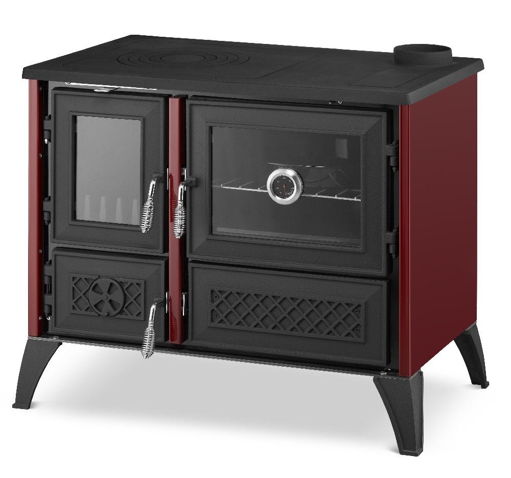 SimgeSoba Kaminofen EEK A Küchenofen Holzherd 801 - STELLA bordeaux, 9,12 kW
