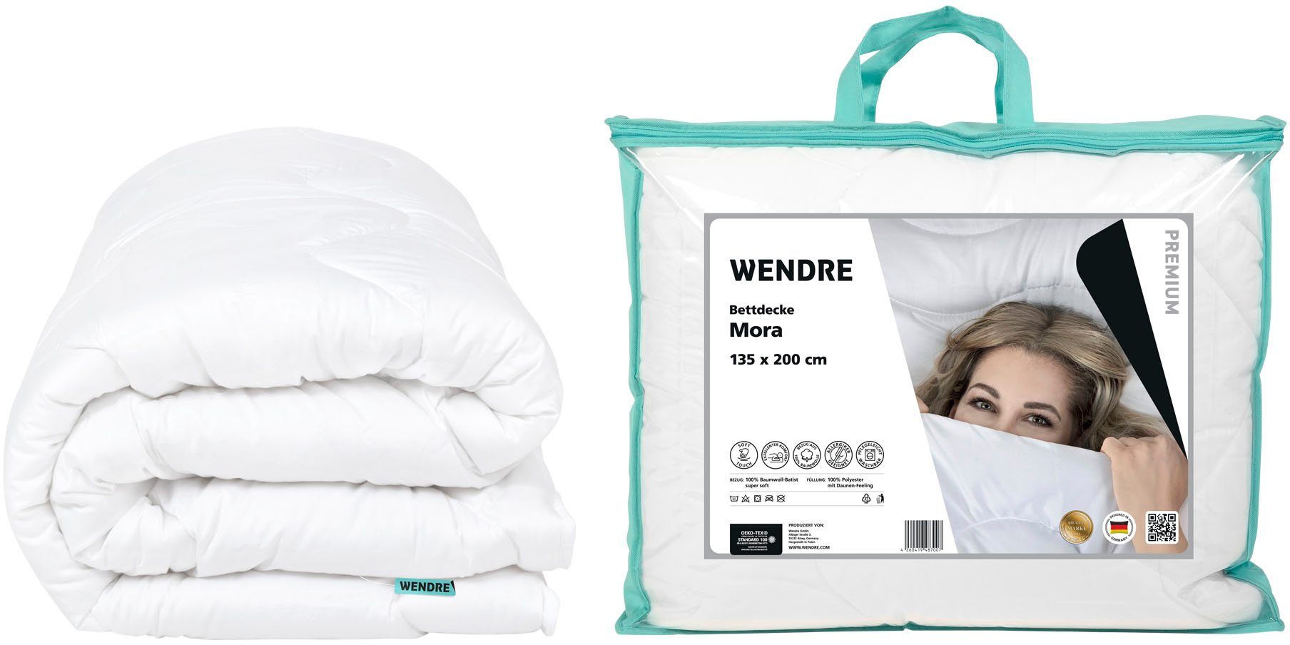 Baumwollbettdecke, Mora, Wendre, Bezug: Baumwolle, hautfreundliche 135x200 für Jahr in ganze cm das Luxus-Bettdecke
