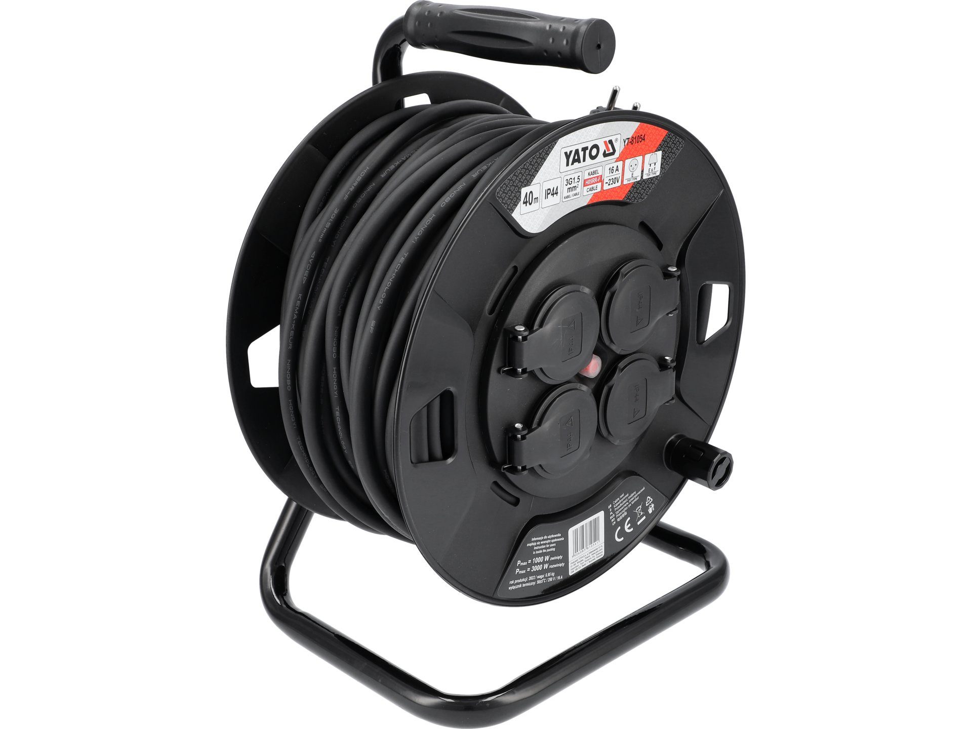 TRIZERATOP Kunststoff Kabeltrommel 3x1,5mm IP44 20 - 40m Verlängerungskabel
