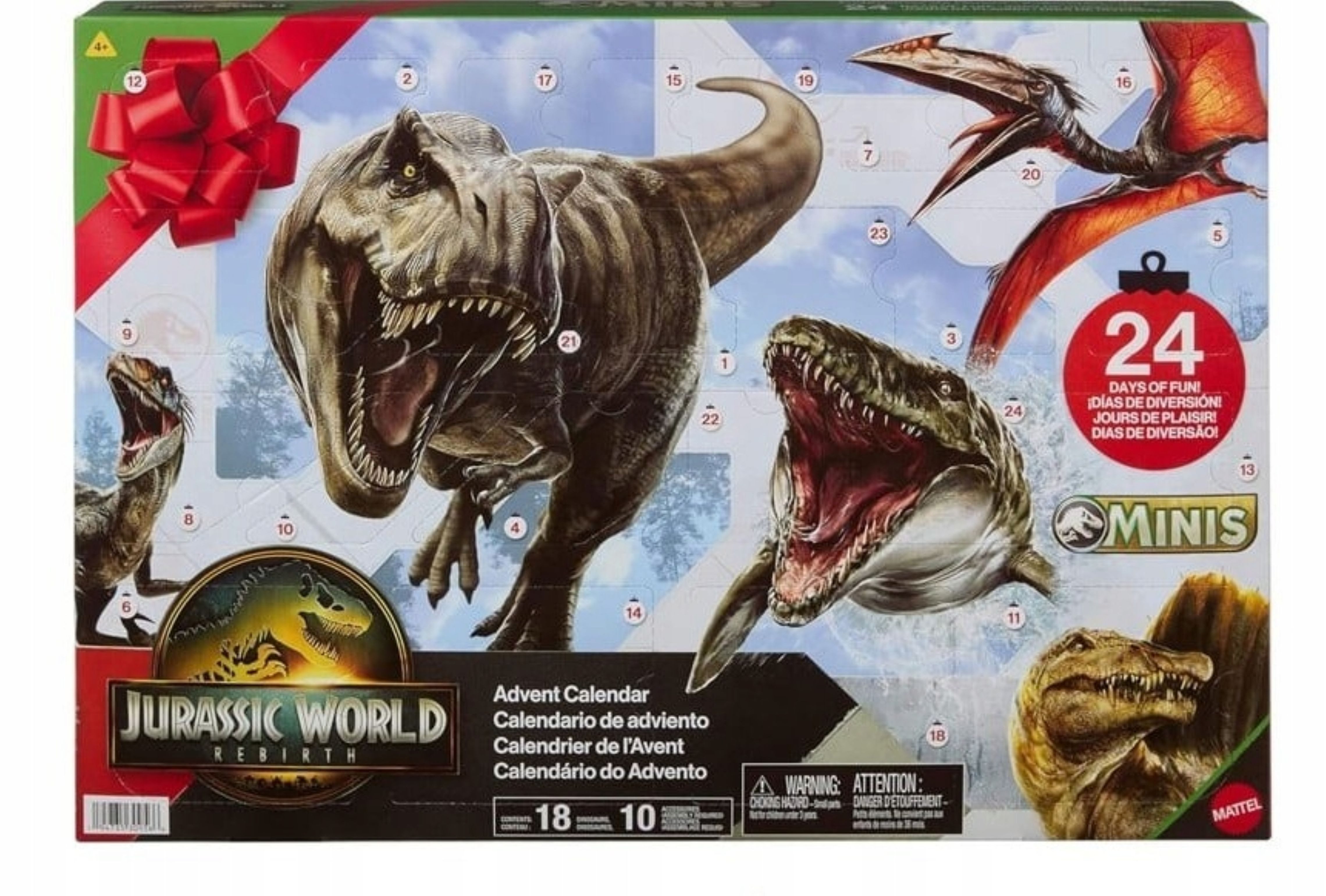 Mattel® Adventskalender Jurassic World Adventskalender 24 Überraschungen 18 Dino Figuren (1-tlg)