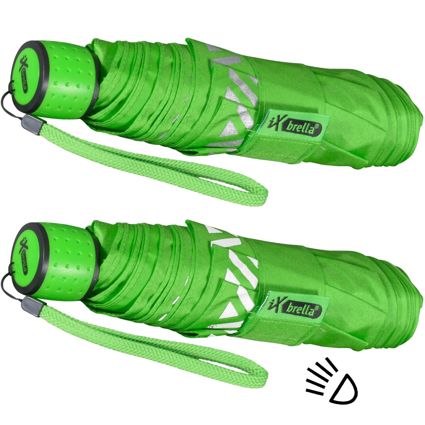 iX-brella Taschenregenschirm für Kinder Safety Reflex - reflektierende Streifen, manueller Öffnungsmechanismus, in vielen Farben