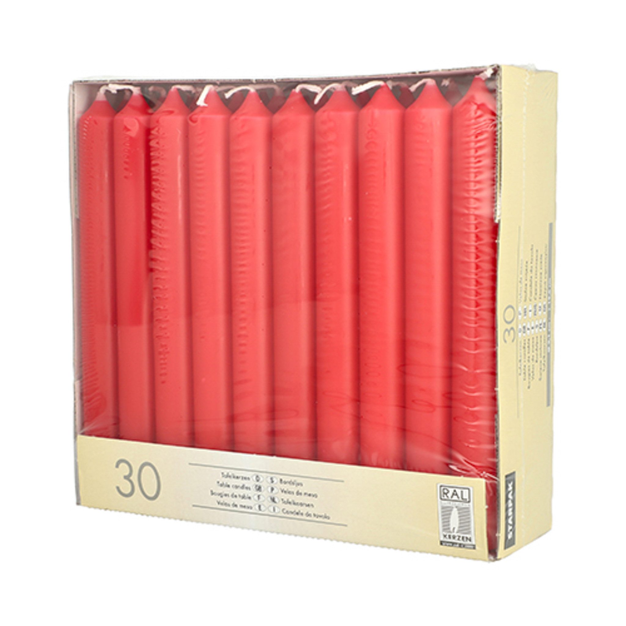PAPSTAR Spitzkerze, Tafelkerzen 2,1x19,6cm 30 Stück Rot