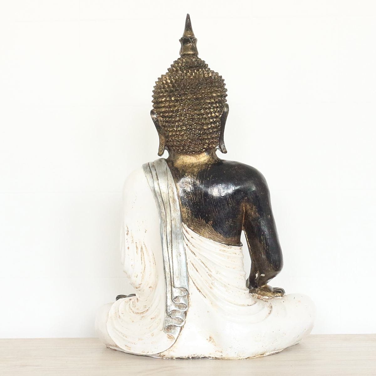 Resin Herstellung Weiß 55 Ursprungsland Galerie Oriental cm traditionelle Buddha Dekofigur in (1 St), Gold im Handarbeit