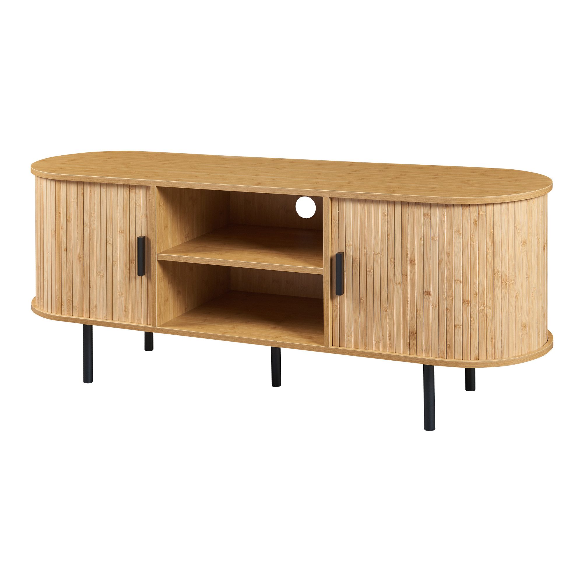 en.casa TV-Schrank »Tvedestrand« mit 2 Türen 140 x 40 x 55 cm Natur günstig online kaufen