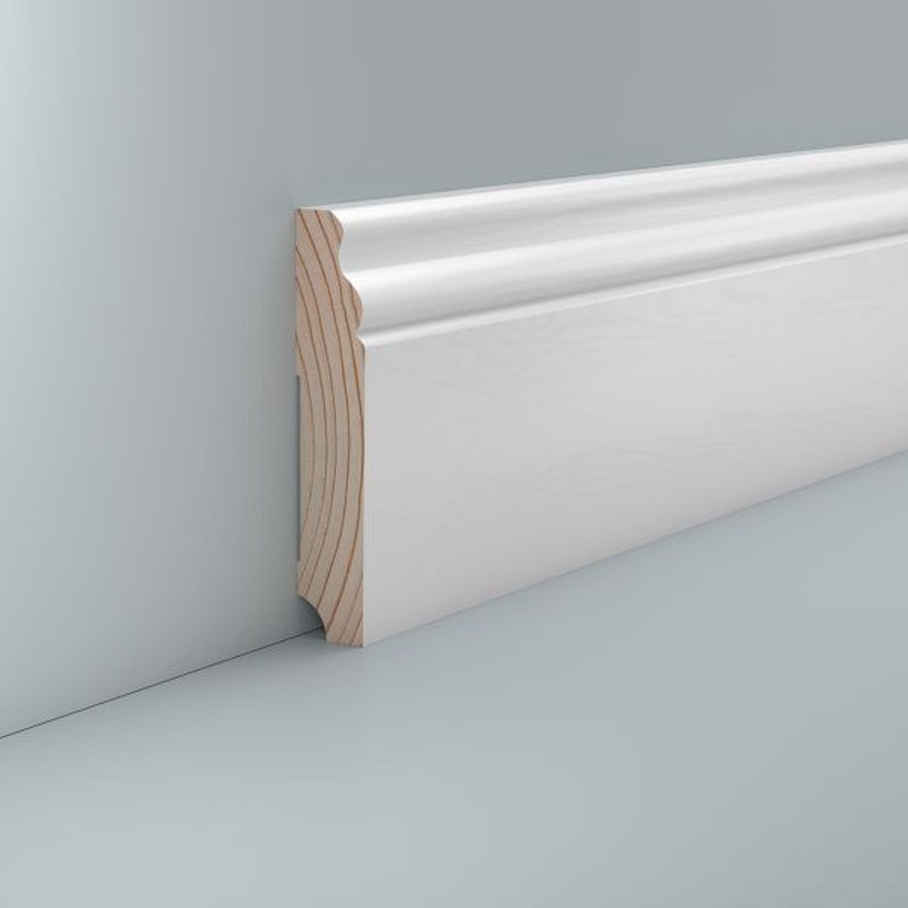 Südbrock Sockelleiste Holz lackiert 19 x 100 Fußleiste RAL 9016 Hamburger Profil, L: 250 cm, H: 10 cm, 1-St.