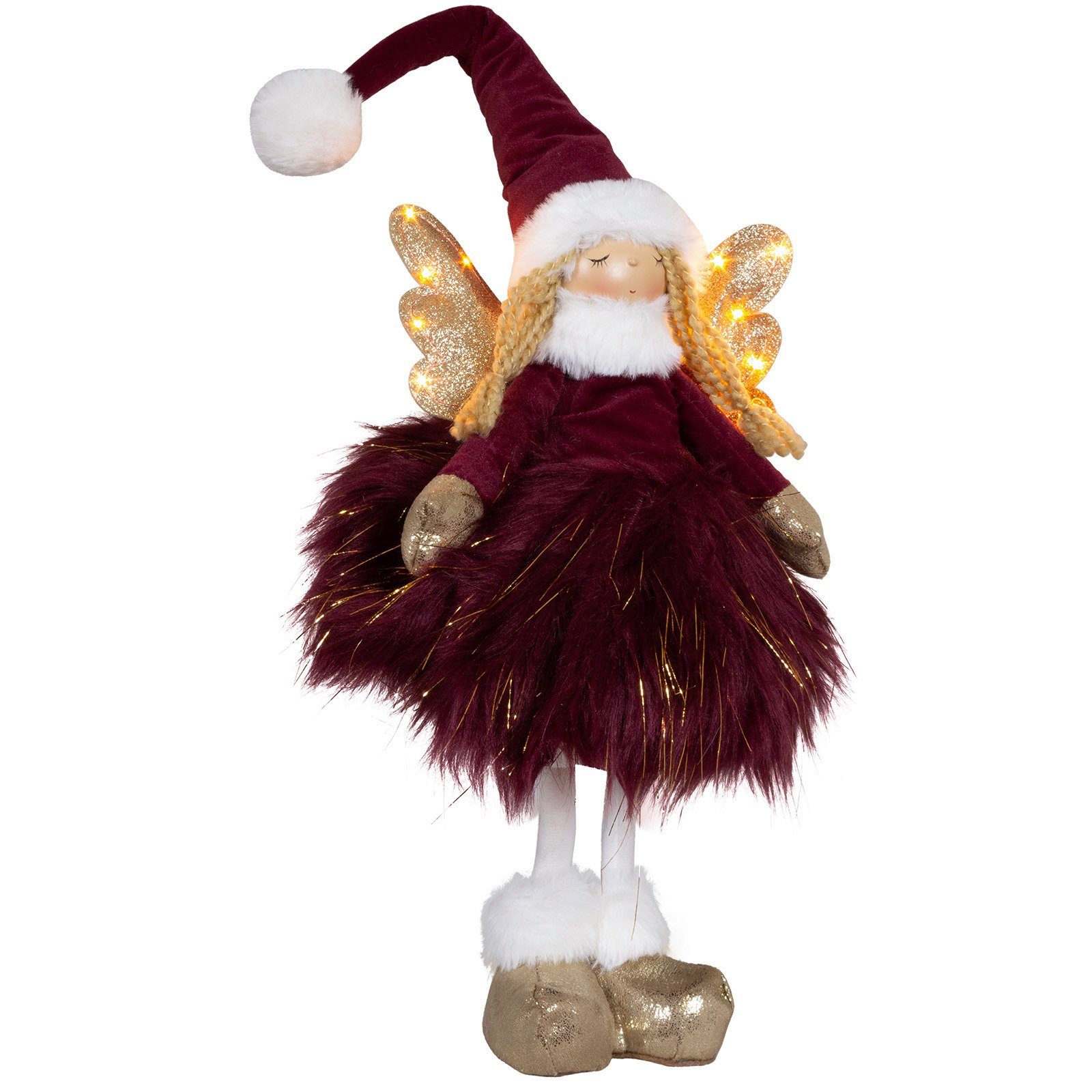 Christmas Paradise Weihnachtsfigur Engel 38cm (52cm) mit LED, stehend (Dekofigur, 1 St), Weihnachten, rot