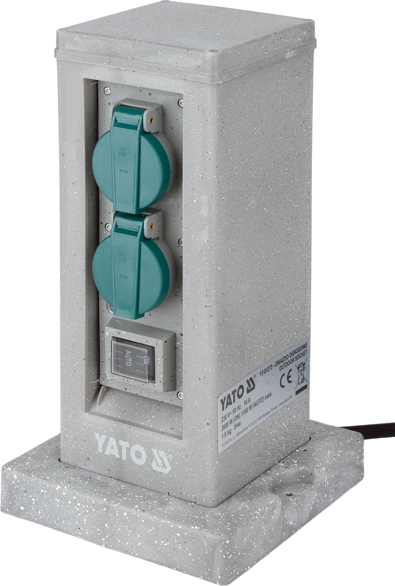 Yato Gartensteckdose Gartensteckdosensäule mit Dämmerungssensor und 4 Anschlüssen, Gartensteckdosensäule mit Dämmerungssensor und 4 Anschlüssen, Gartensteckdosensäule mit Dämmerungssensor und 4 Anschlüssen