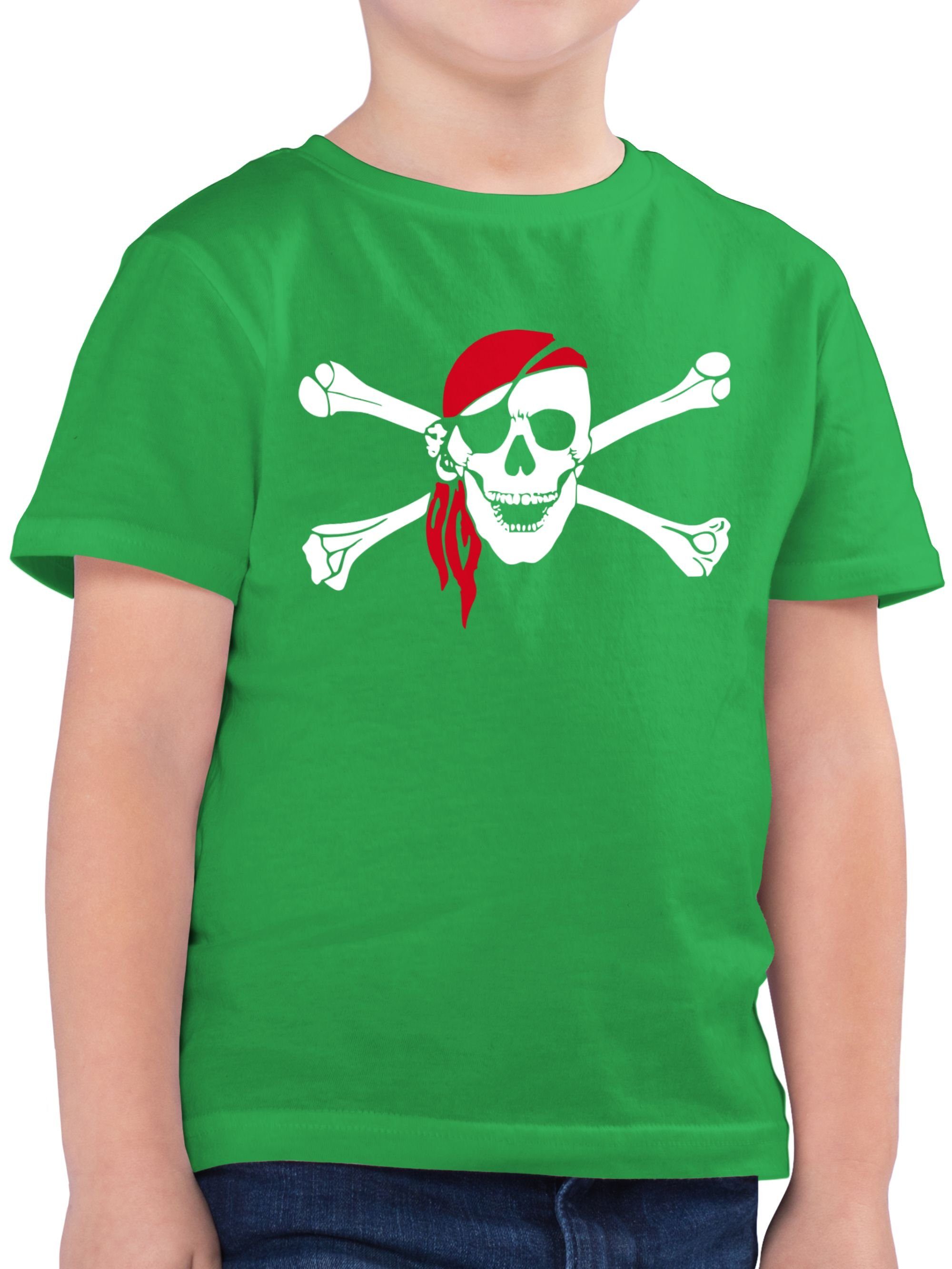 Shirtracer T-Shirt Totenkopf Grün 2 Kopftuch Pirat Kindermotive