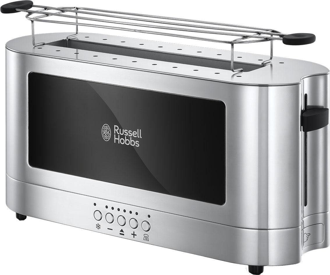 RUSSELL HOBBS Toaster Elegance 23380-56, 1 langer Schlitz, 1420 W, Glas/Edelstahl, inkl Brötchenaufsatz, 6 Bräunungsstufen