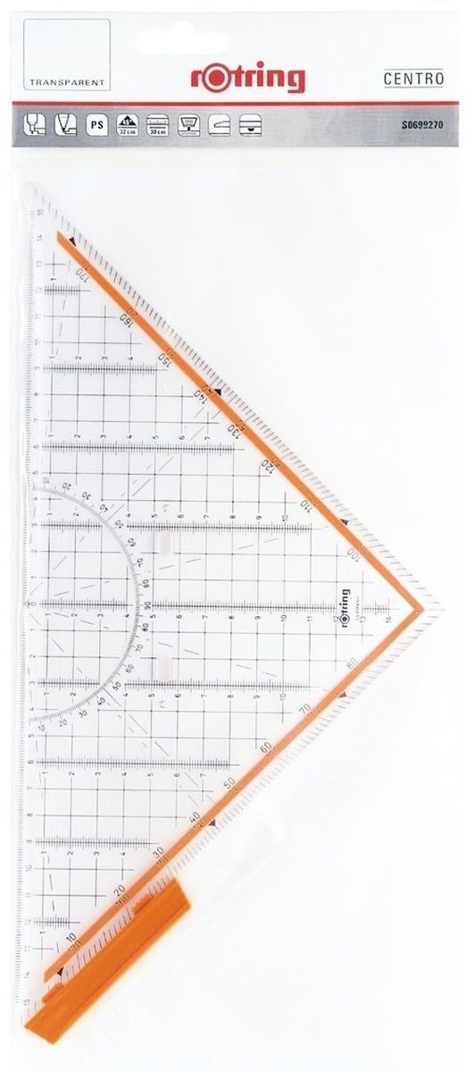 ROTRING Geodreieck Zeichendreieck Kunststoff 30cm transparent
