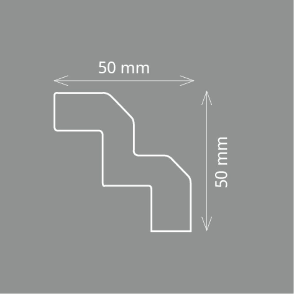 Homestar Zierleiste T 70 (50 x 50 mm), Länge 2 m, zum kleben, Polystyrol