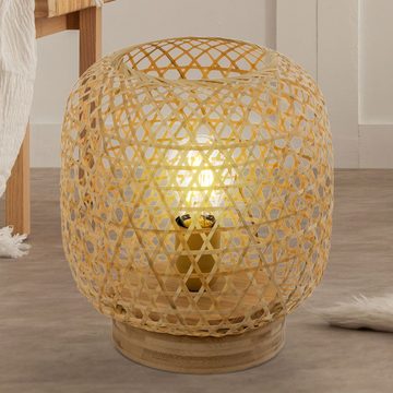 etc-shop LED Tischleuchte, Leuchtmittel inklusive, Warmweiß, Tisch Leuchte Wohn Zimmer Bambus Geflecht FILAMENT Lampe natur im