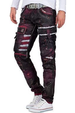 Cipo & Baxx 5-Pocket-Jeans Biker Hose BA-CD636 mit Nieten und Seitentaschen