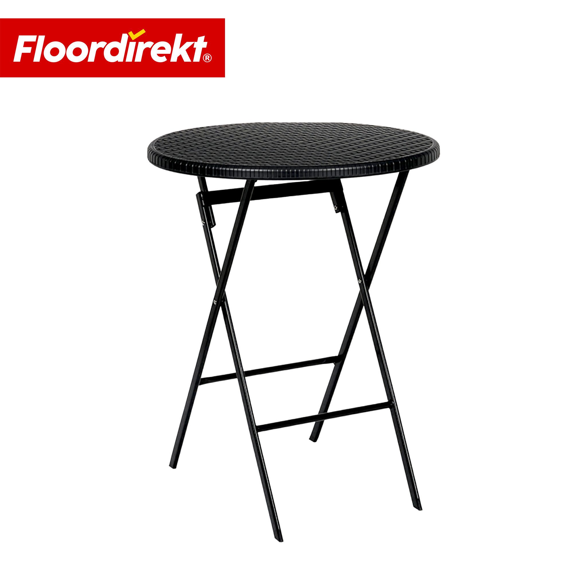 Floordirekt Klapptisch runder Gartentisch Toyama klappbar Ø 60 cm schwarzer Balkontisch, Platzsparend zusammenklappbar & leicht zu transportieren