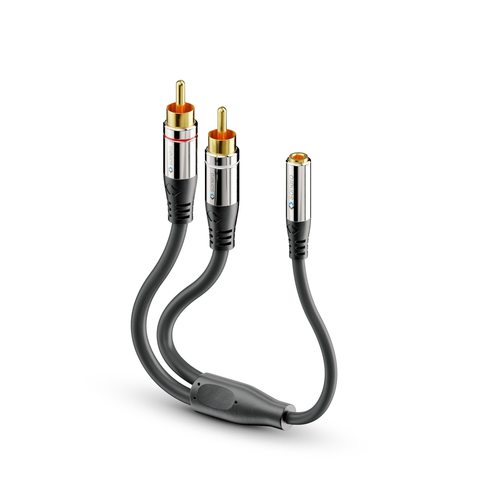 sonero sonero® Premium Audio Adapter, 0,20m, 2x Cinch Stecker auf 3,5mm Klink Audio-Kabel