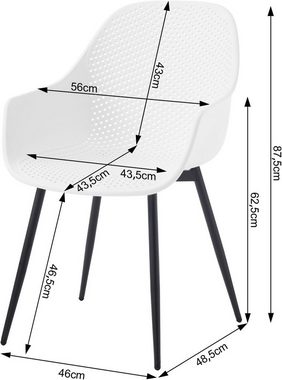 Klihome 4-Fußstuhl (2 St), Armlehnstuhl mit hohler Rückenlehne, aus PP