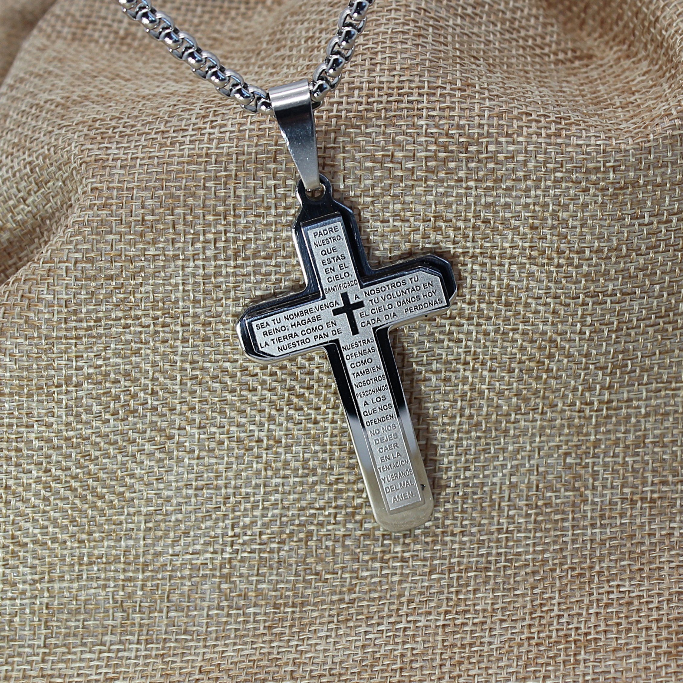 ELLAWIL Kreuzkette Edelstahlkette Kette mit Kreuz Anhänger Halskette Kreuzschmuck (Edelstahl, Kettenlänge 59 cm), inklusive Geschenkschachtel
