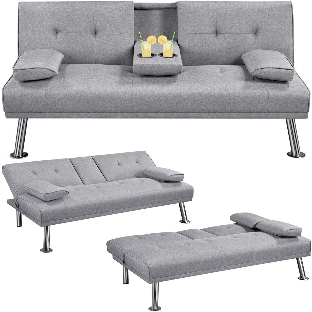 Couch Wohnzimmer/Schlafzimmer/Gästezimmer von cm Klappbares Schlaffunktion hellgrau Schlafsofa 167 94 × fürs Sofa mit Bettsofa, Liegefläche Yaheetech