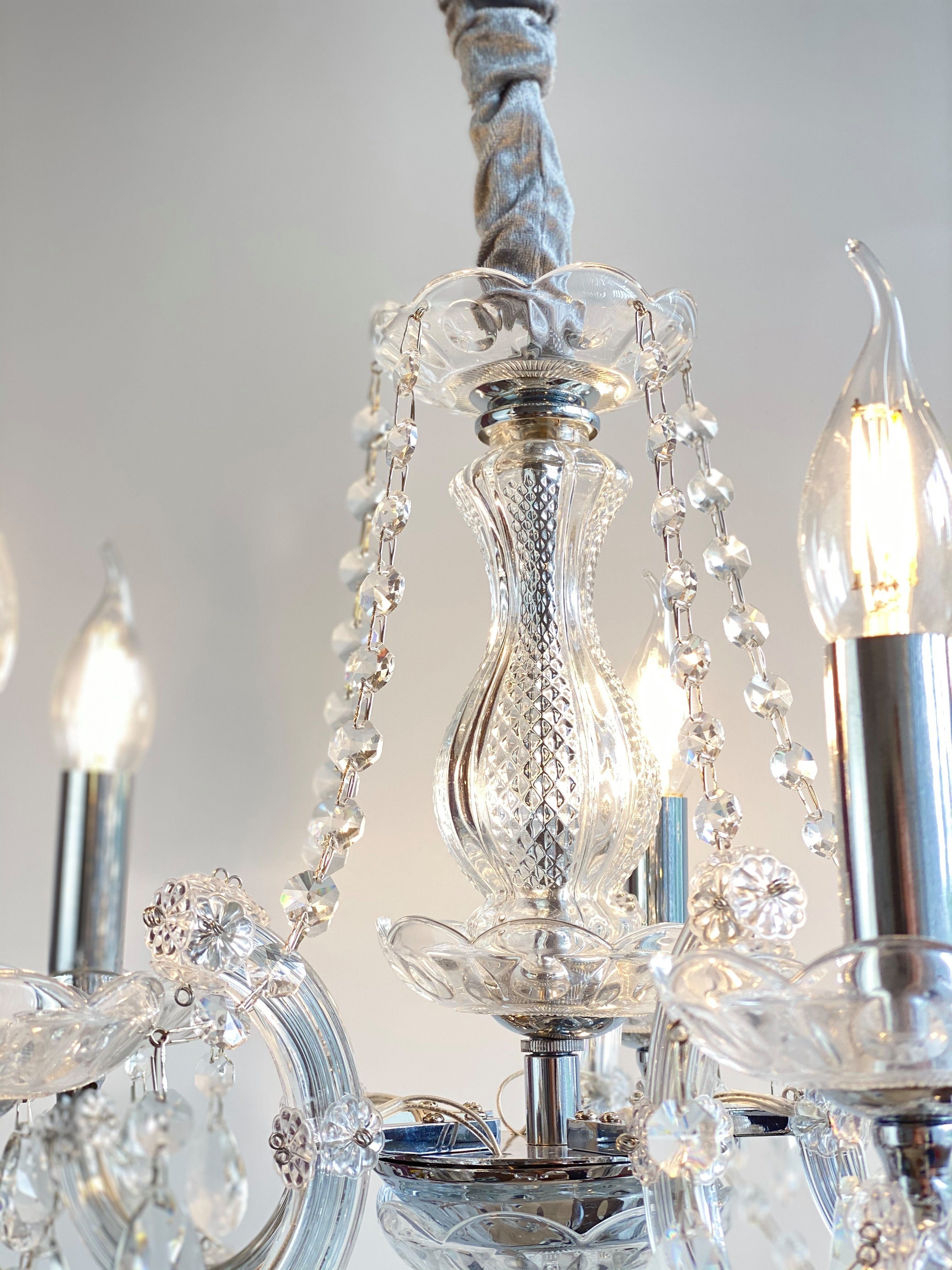 PGA-Lights Kronleuchter Kristall Kronleuchter Ø48cm 5 Leuchten mit funkelnden Bleikristall