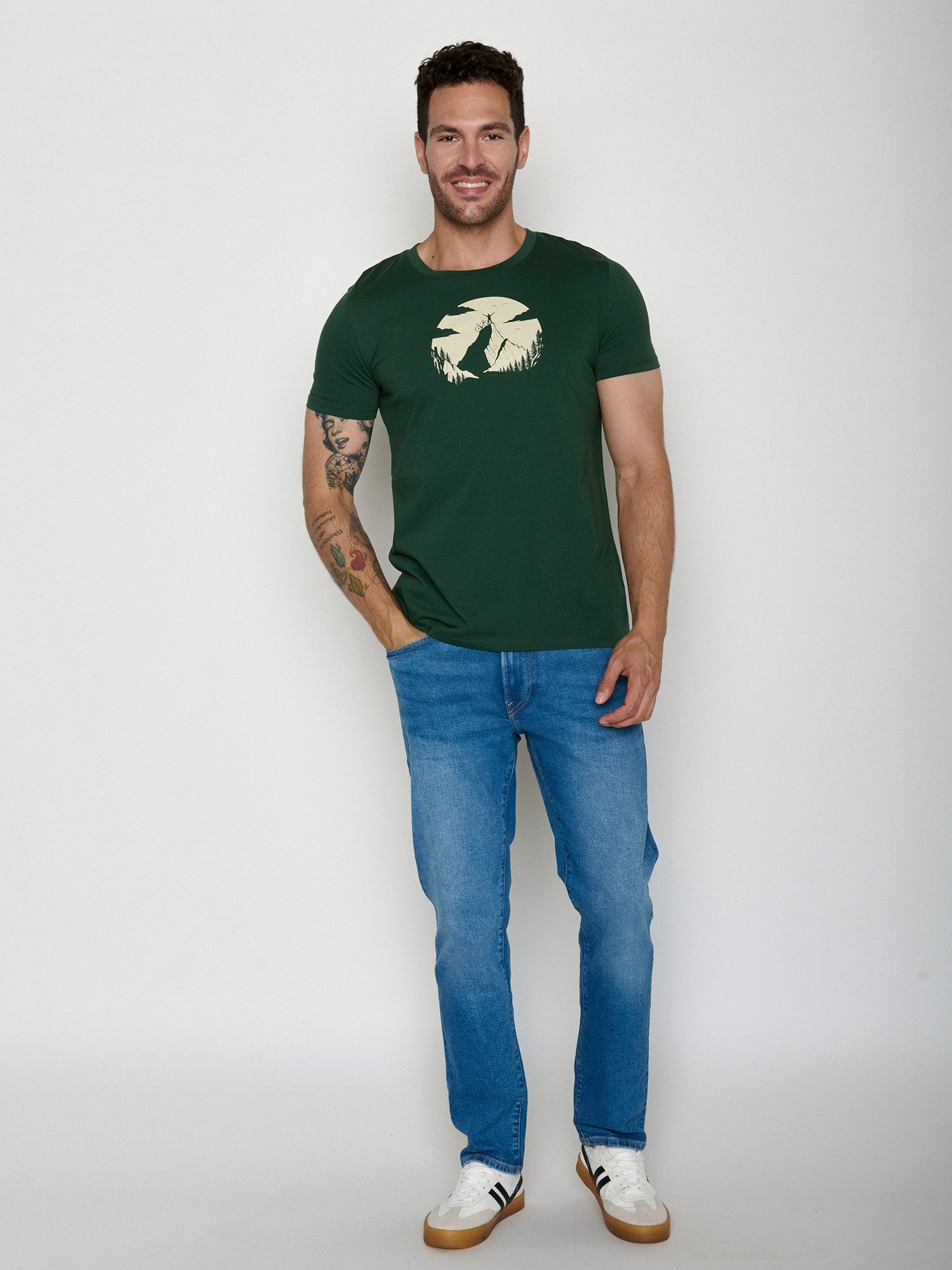 GreenBomb T-Shirt Guide Nature Clouds Ride Motiv Natur (1-tlg., 1) klassischer Schnitt, tailliert, Rundhalsausschnitt, Bio-Baumwolle