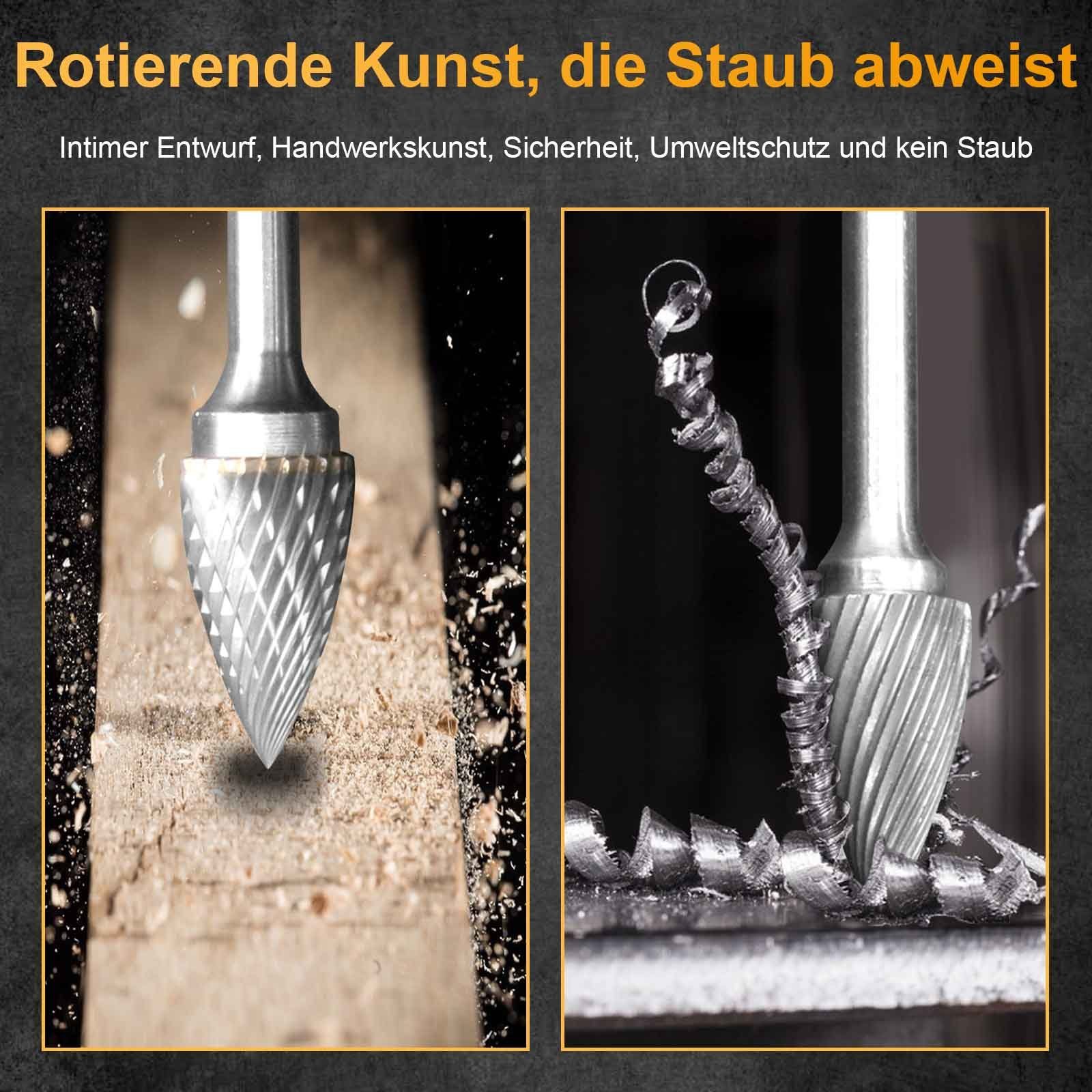 Holzschnitzen Sunicol Bohr-Meißel-Set für Metallpolieren Einzel-/Doppelschnitt-Hartmetall-Rotationsfräser, Bohren 1/4''-Schaft, Schnitt Einfacher Gravieren