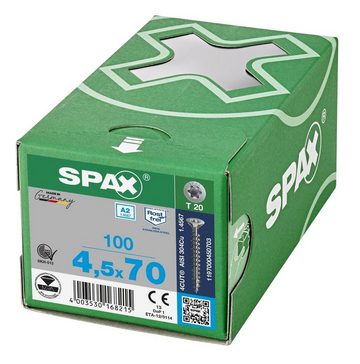 SPAX Spanplattenschraube Edelstahlschraube, (Edelstahl A2, 100 St), 4,5x70 mm