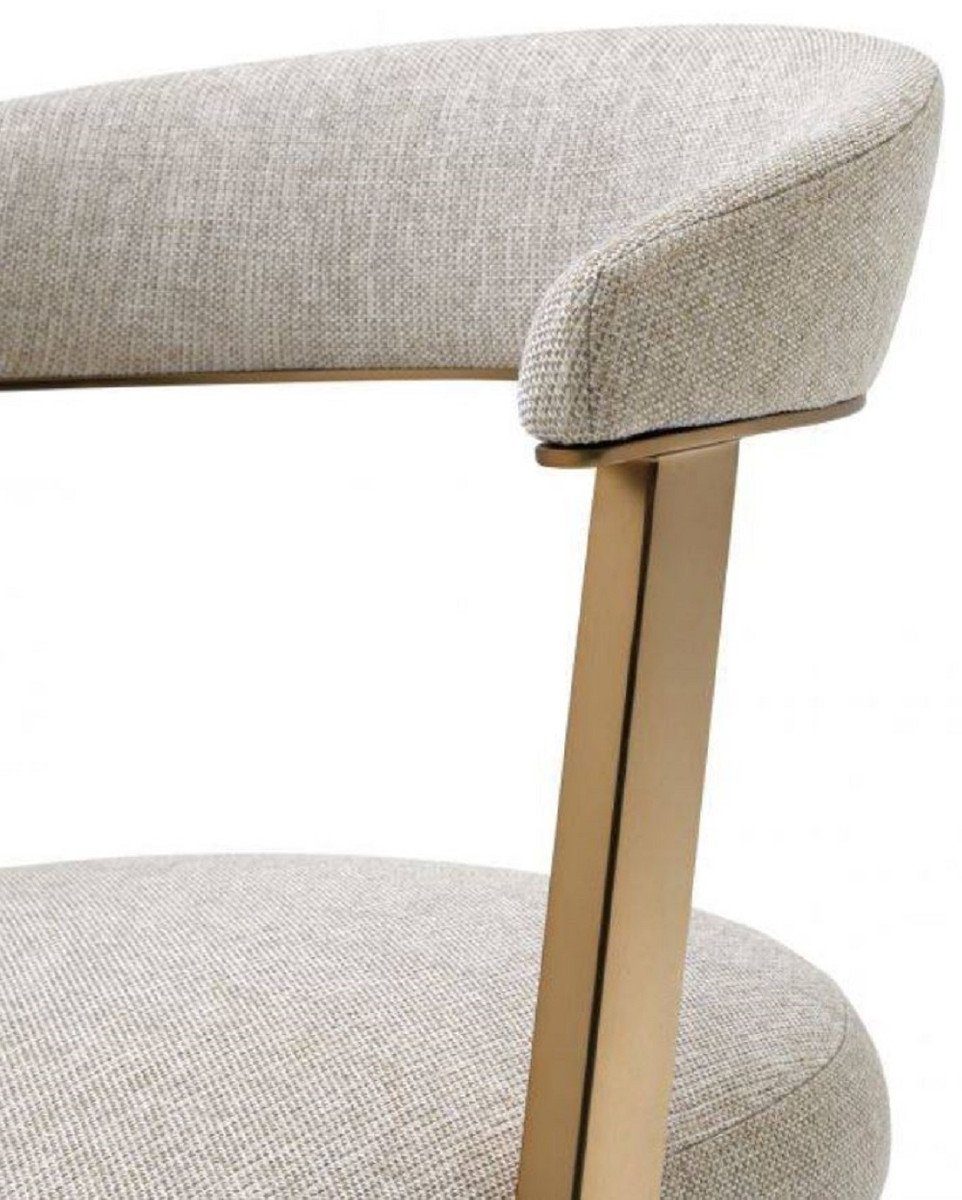 Stuhl Designermöbel Designer Padrino mit - cm - Naturfarben 49 Bürostuhl Armlehnen / x Messingfarben Casa - Esszimmerstuhl x H. 78 53,5 Armlehnstuhl