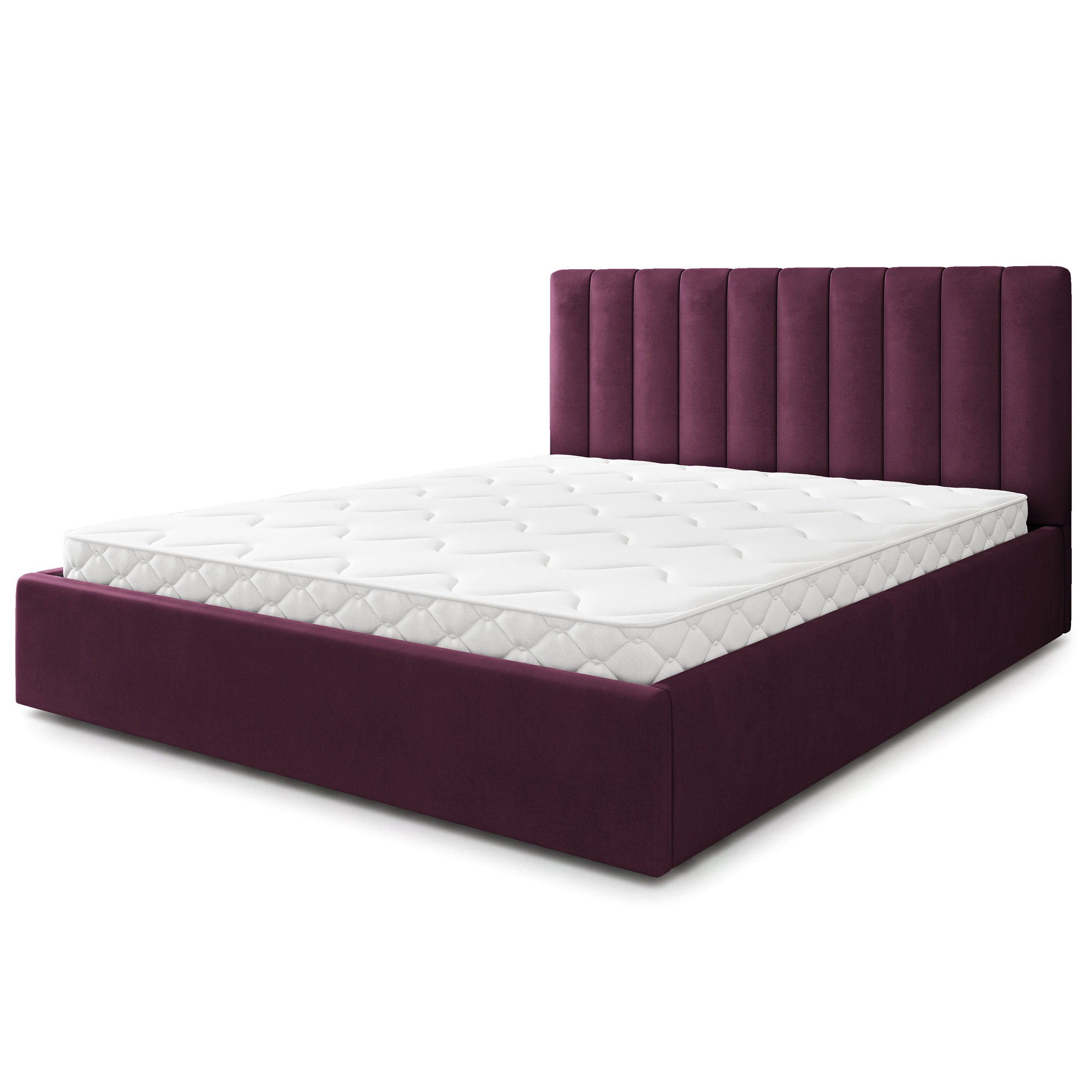 Masseno Polsterbett DEMERA 120x200 cm rot (mit Bettkasten und Lattenrost)