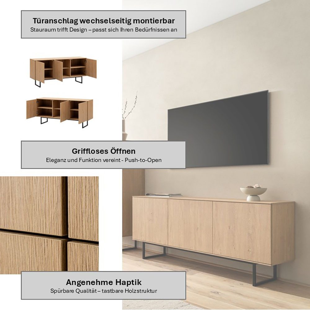 Home affaire Lowboard Lund, moderner TV-Unterschrank, Kommode mit Kufengestell, ausreichend Stauraum, vielseitig einsetzbar, 150 cm breit