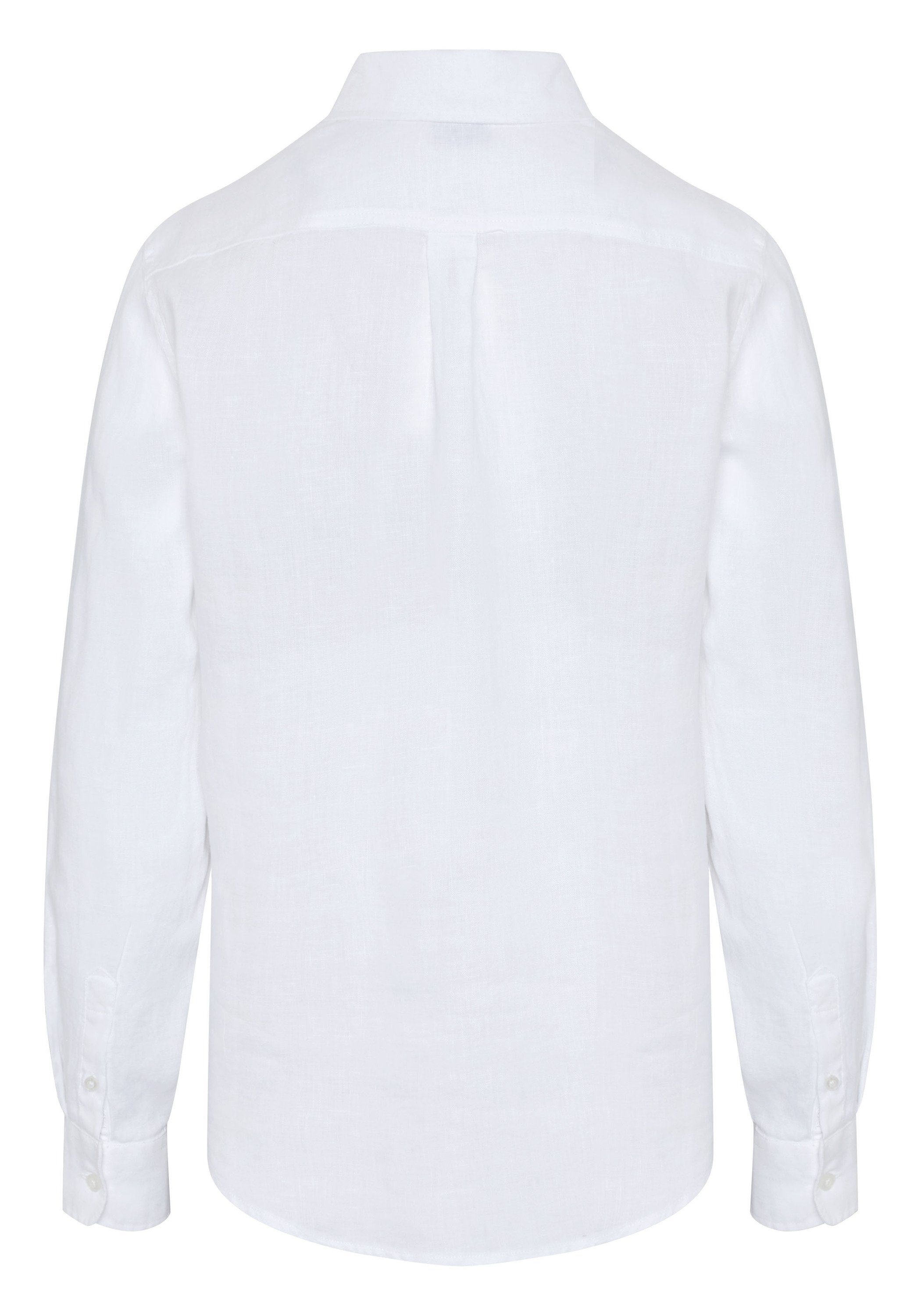 Bright Sylt White purem Leinen Hemdbluse aus Polo 11-0601