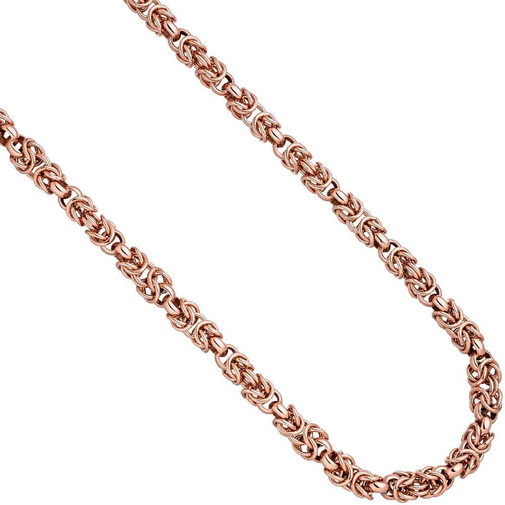 Schmuck Krone Königskette 7,2mm Königs-Erbskette, 925 Silber rotvergoldet, 50cm, Silber 925