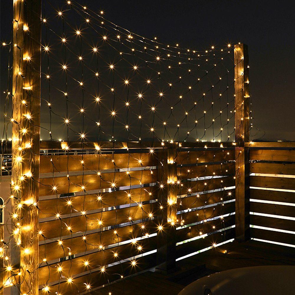 Sunicol 1.5x1.5M/3x2M, Weiß, Warmes String Gärten Lichterkette, mit LED Modi,für Patio Blau, LED Solarleuchte Haus Landschaft Multicolor, Light,Wasserdichte 8 Weiß, Solar Hinterhof