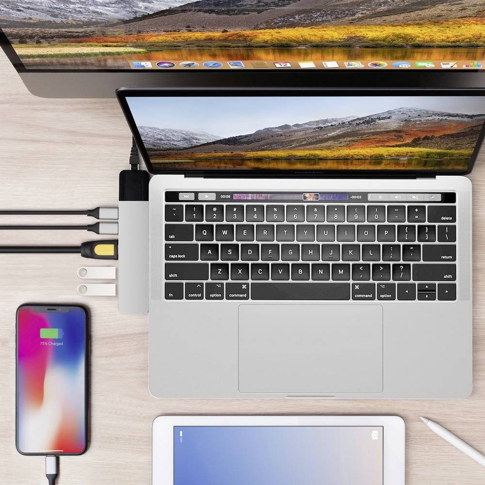 USB-C® Pro Hyper NET Laptop-Dockingstation 6-in-2 MacBook Power Grey, Delivery Hub
