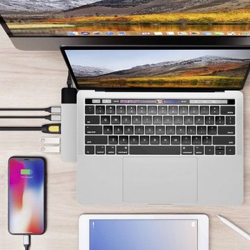 Hyper Laptop-Dockingstation NET 6-in-2 MacBook Pro Hub Grey, USB-C® Power Delivery