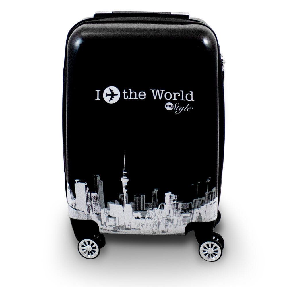 Berwin Trolleyset Design Kofferset 3-teilig - Fly the World Black, 4 Rollen, (Set, 3 tlg., MS-17005)