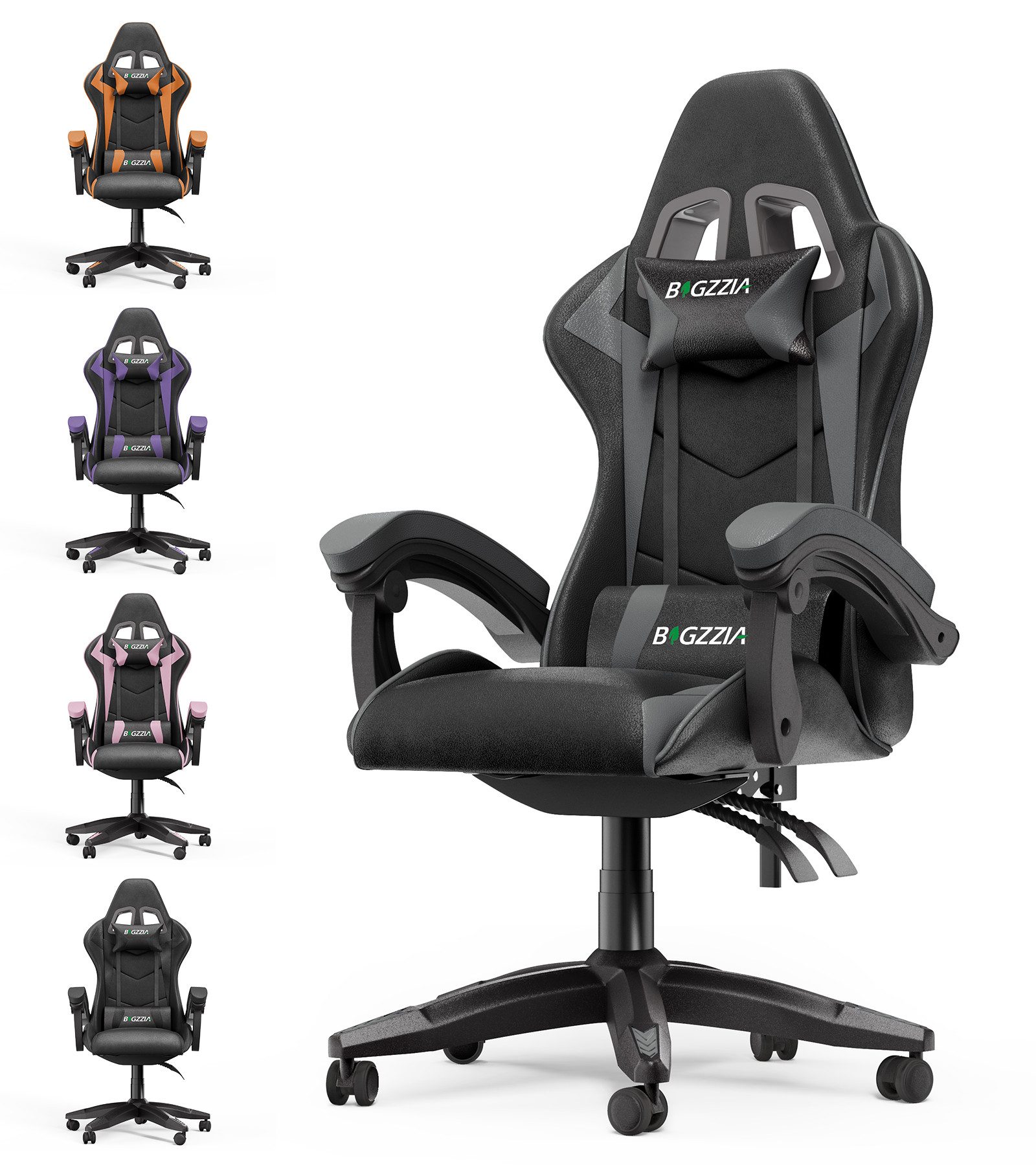 Gywowken Gaming-Stuhl Gaming Stuhl Ergonomisch - Gamer Stühle mit Lendenkissen, Gaming Chair Höhenverstellbar - 90-135° Rückenlehne