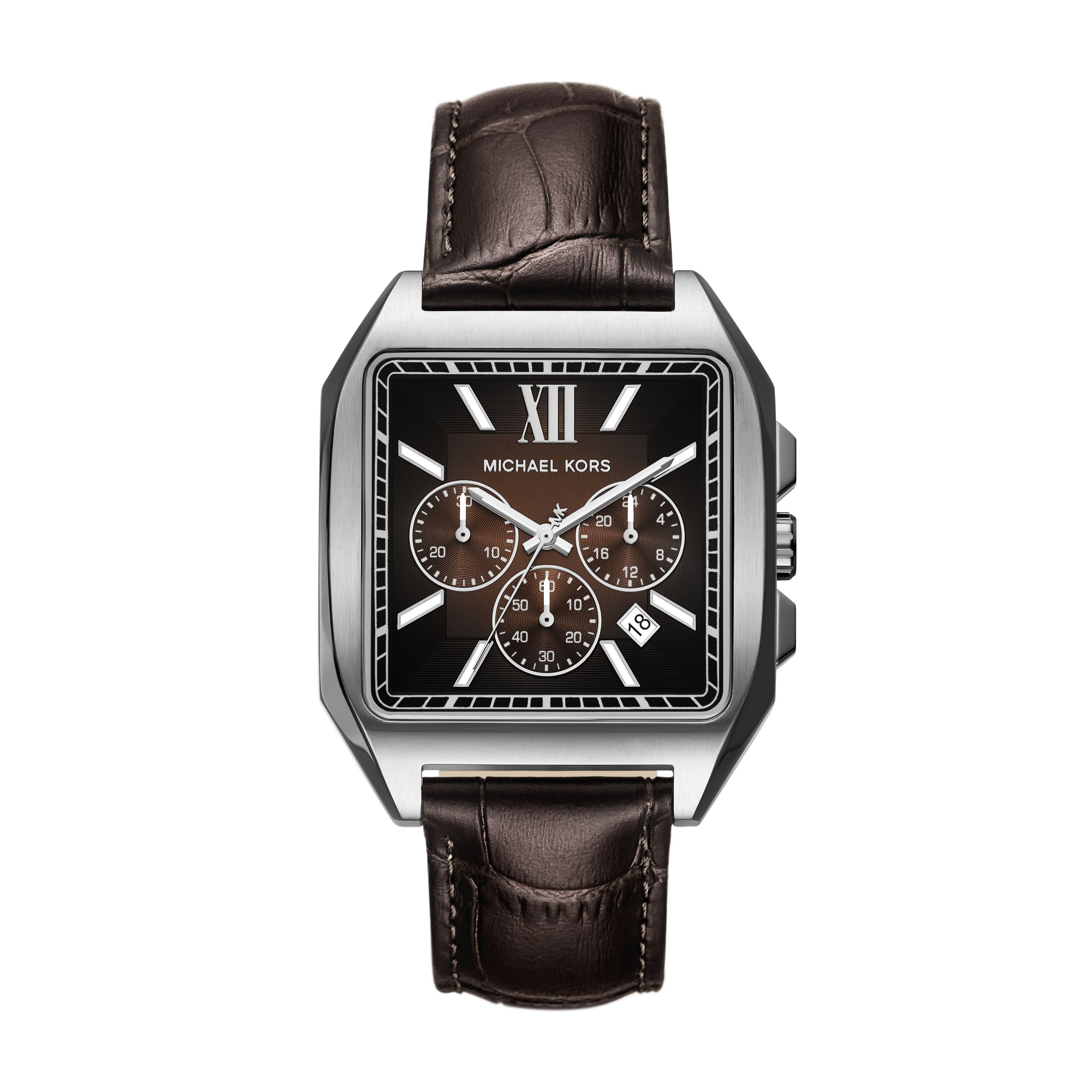 MICHAEL KORS Chronograph Hayes MK9300, Quarzuhr, Armbanduhr, Lederarmband, analog, Tag, 12/24-Std.-Anzeige