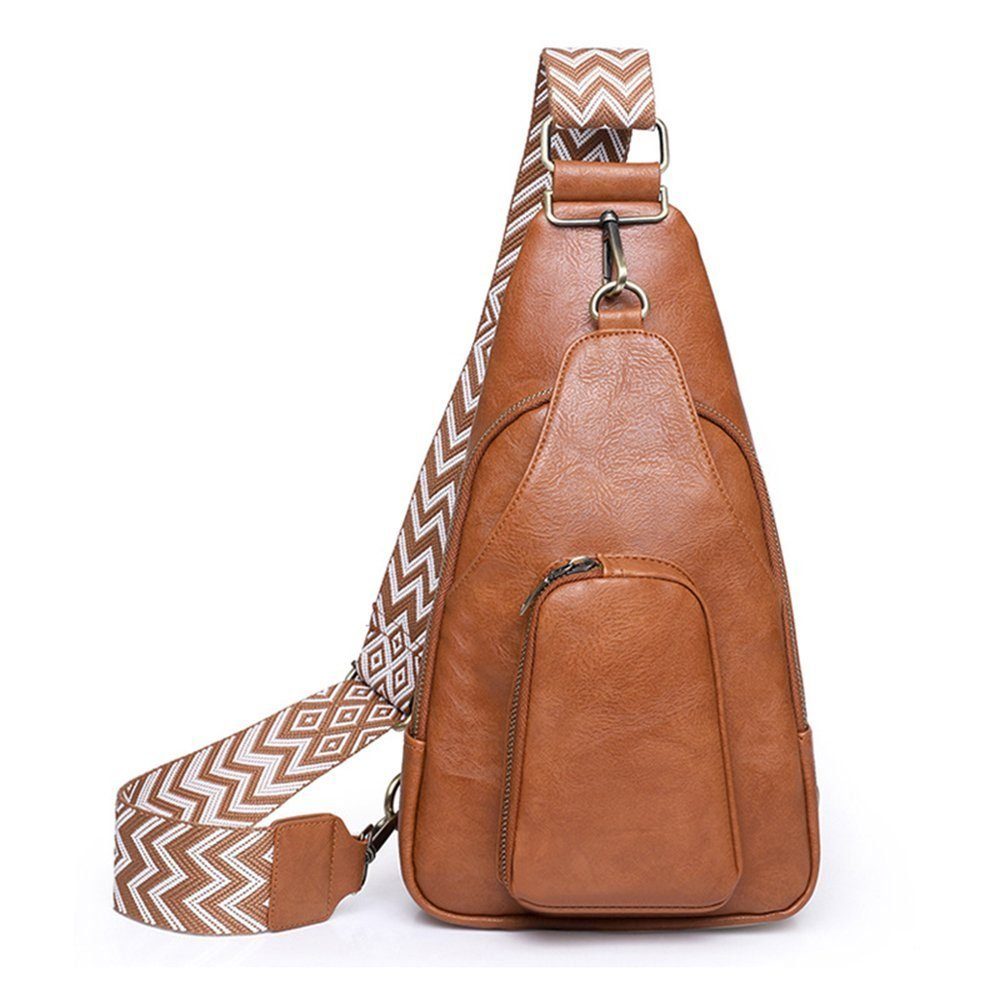 AUKUU Umhängetasche Umh?ngetaschen Umh?ngetasche Brusttasche Sling braun Boho Bag Damen