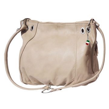 FLORENCE Schultertasche Florence Echtleder Hobo Bag Damen taupe (Schultertasche), Damen Leder Schultertasche, Henkeltasche, helltaupe, braun ca. 42cm