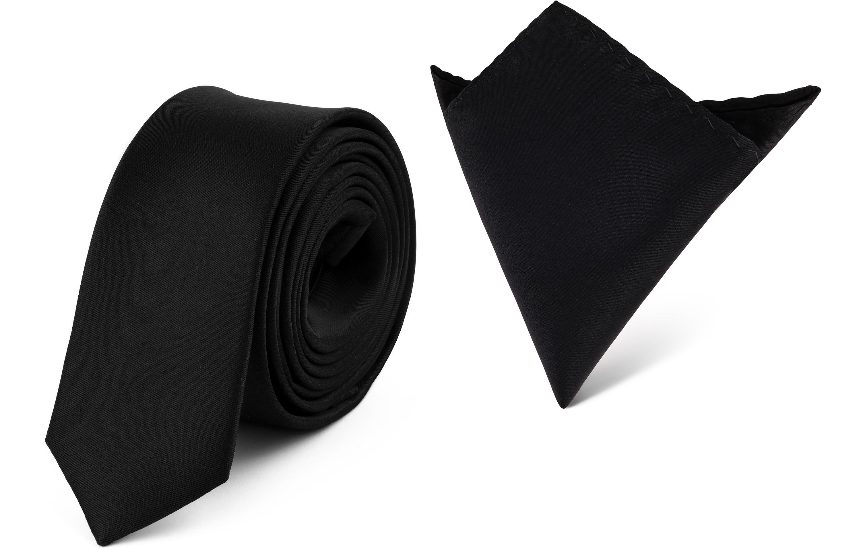Ladeheid Krawatte Herren Schmale Krawatte & Einstecktuch Set SP/P (150cmx5cm, 22cmx22cm) (Set, 1-St., mit Einstecktuch)