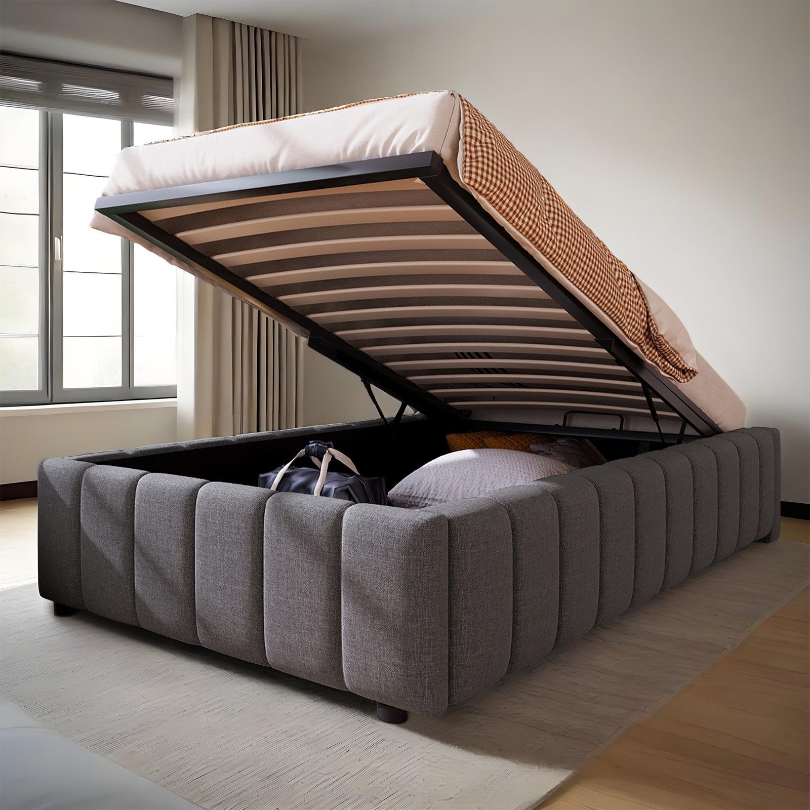 MODFU Polsterbett Stauraumbett (90x200 cm mit günstig online kaufen
