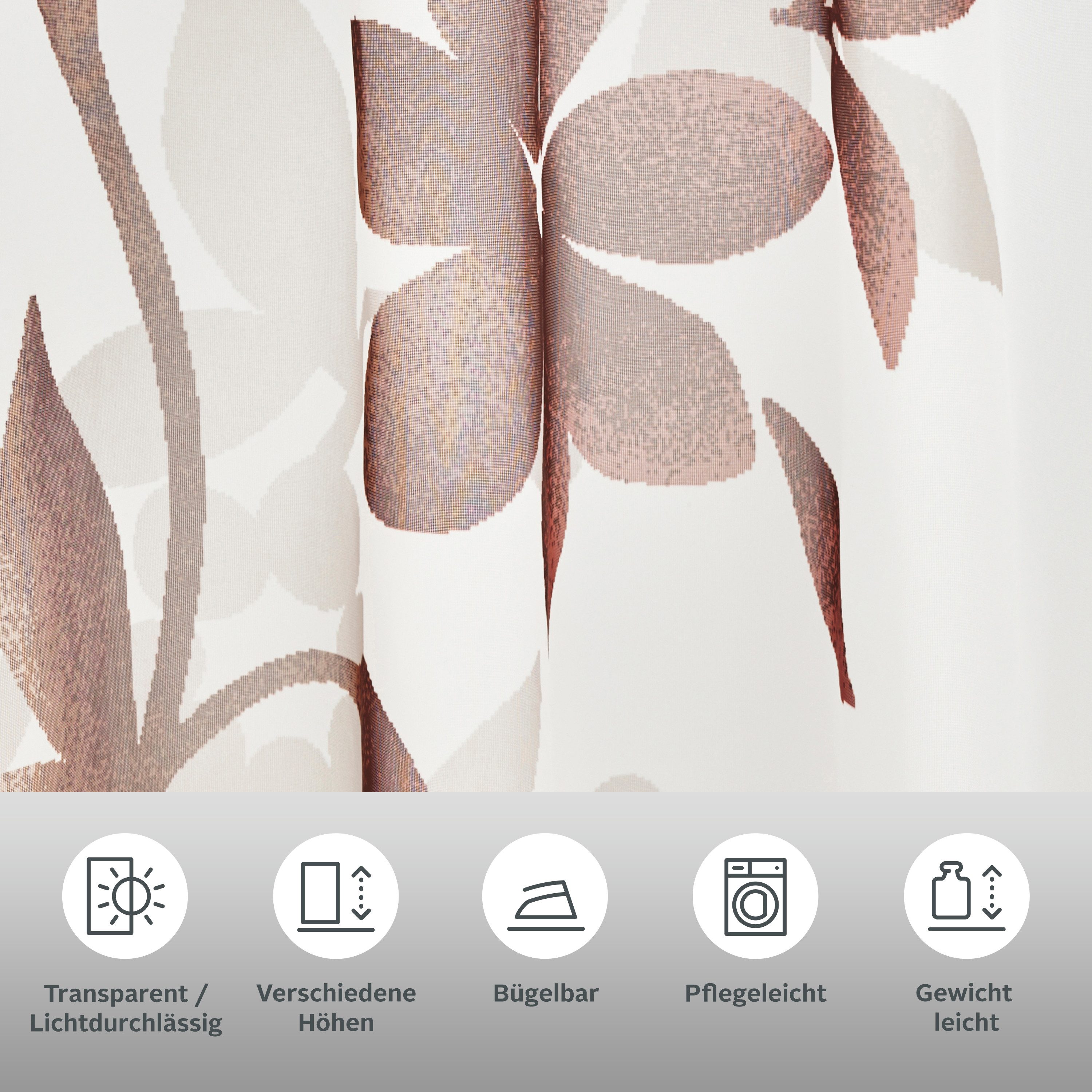 OTTO home Gardine Ina (2 St), Schlaufen, transparent, Voile, 2-er Set, einseitig floral bedruckt, Voile, Blumen