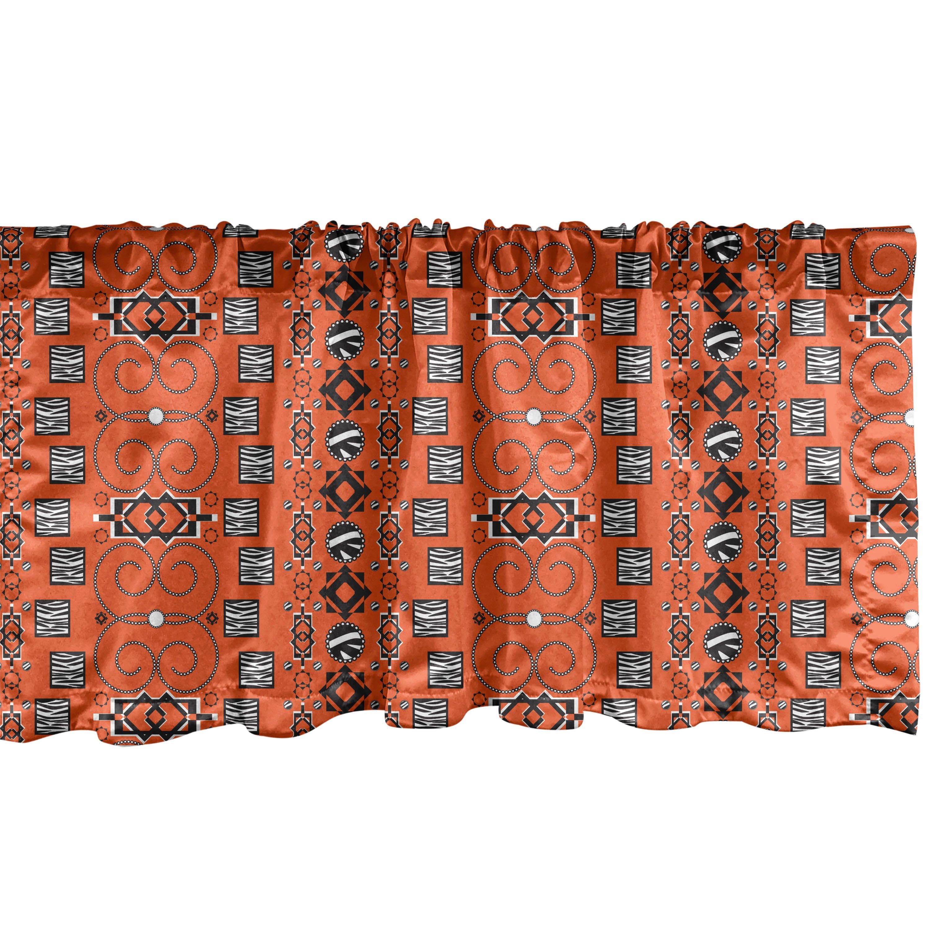 Scheibengardine Vorhang Volant für Küche Schlafzimmer Dekor mit Stangentasche, Abakuhaus, Microfaser, afrikanisch Ornament