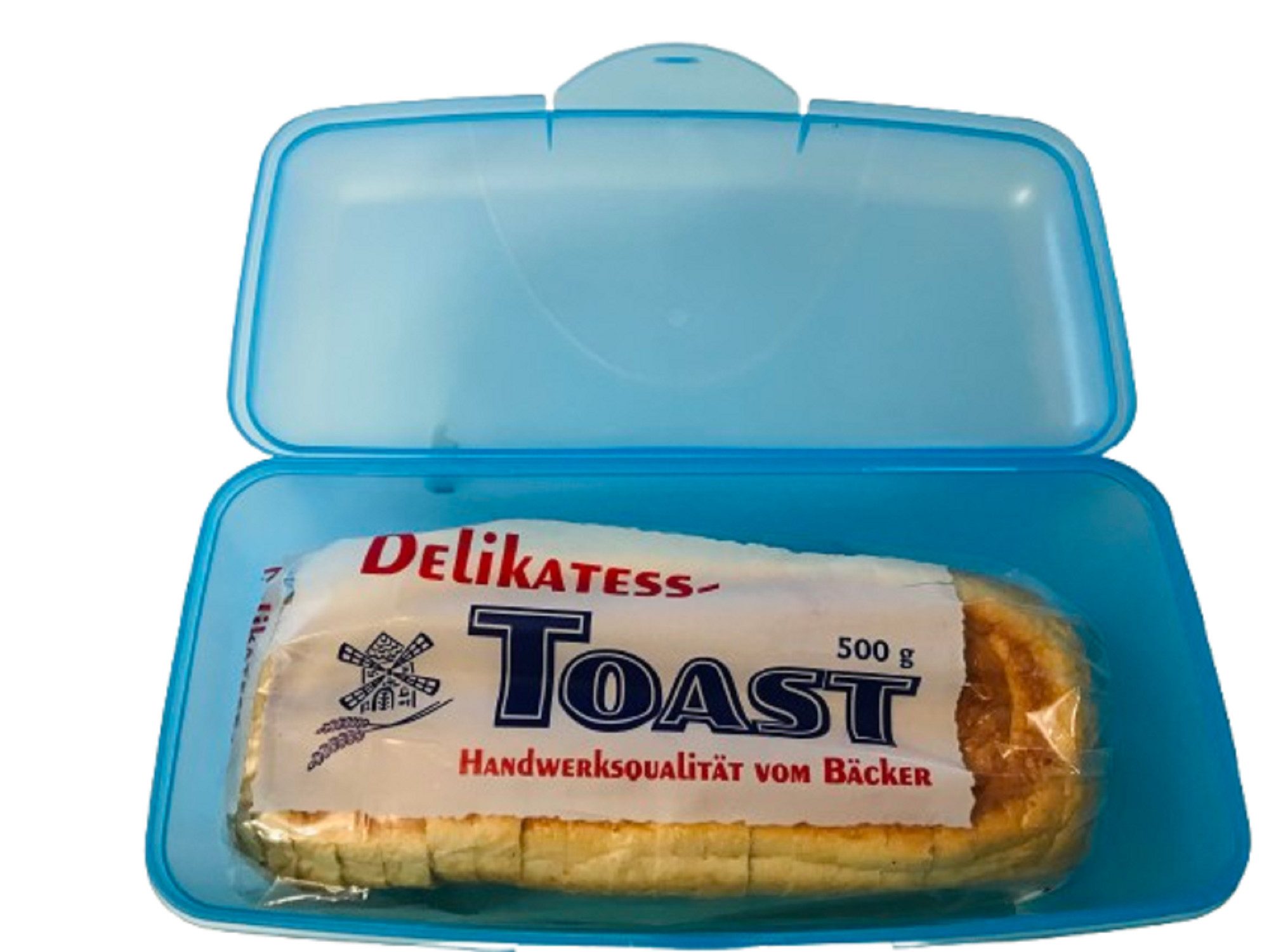 Vorratsdose Toastbrotbox mit Klickverschluss, Kunststoff BPA-frei, blauaqua